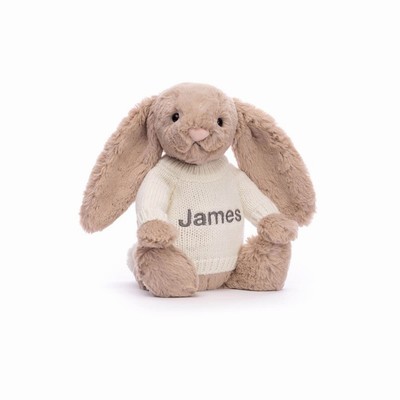 Jellycat Bashful Beige Konijn with Cream Jumper | DI6947580